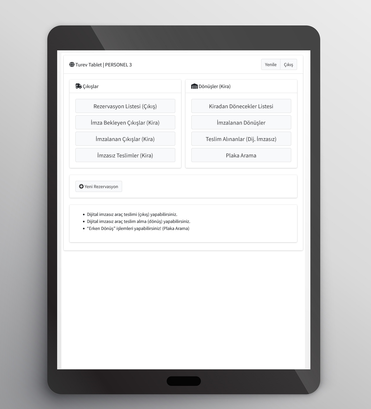 Tablet üzerinden KABİS bildirimi